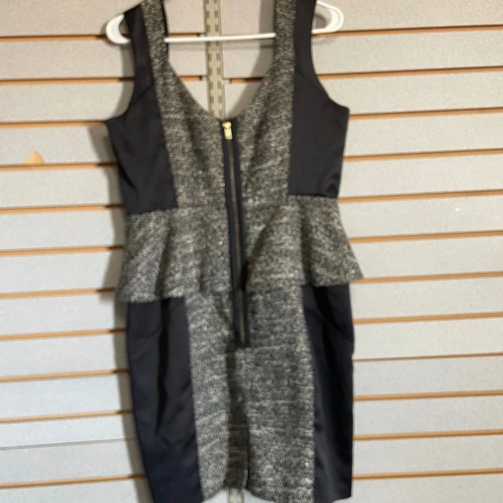 XOXO Black‎ Metallic Tweed Peplum Colorblock Sheath Dress Sleeveless Size 13/14